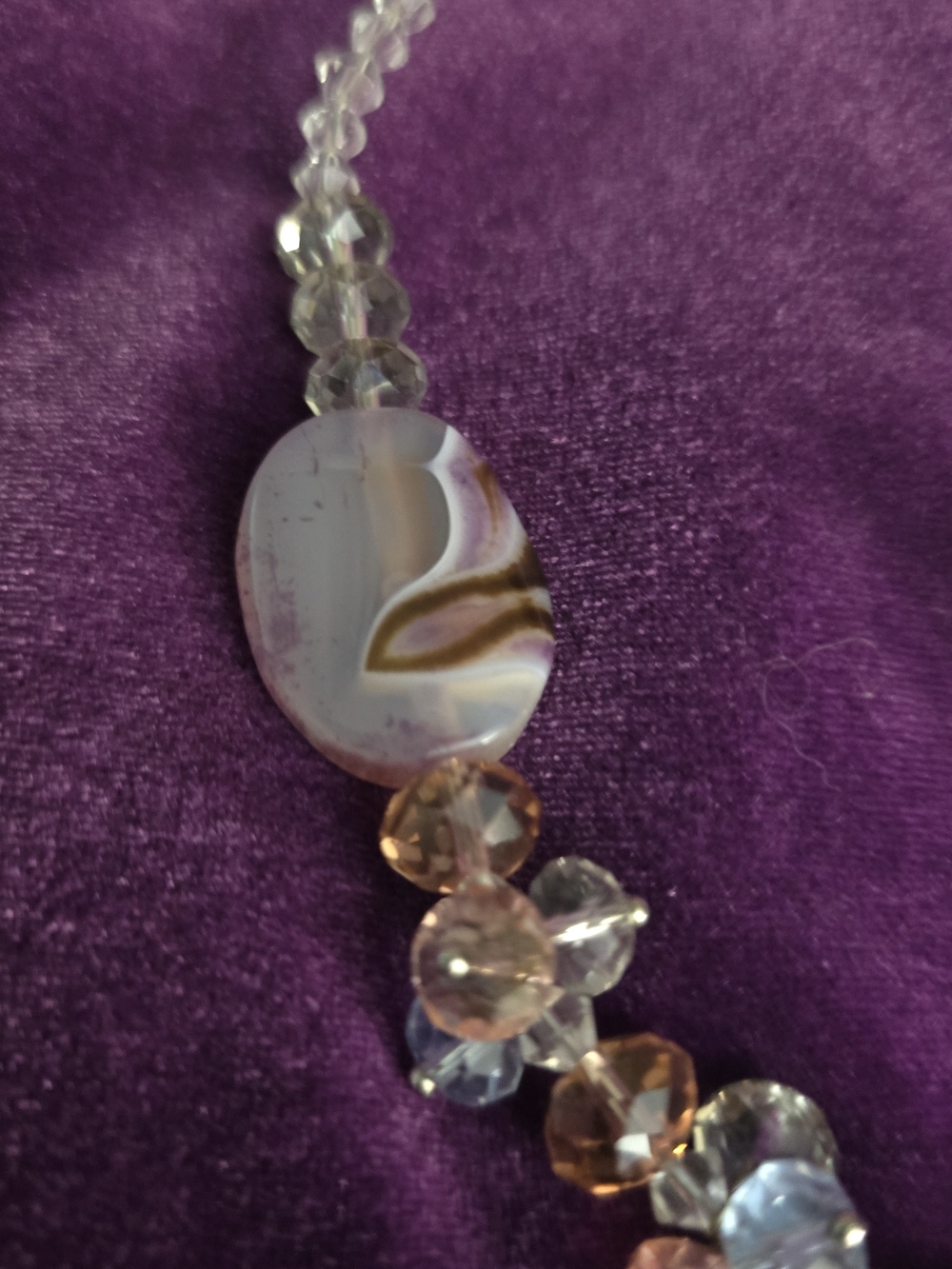 Multicolor Beaded Glass Statement Necklace - Elegant Pink & Gold Accents - Picture 4 of 6